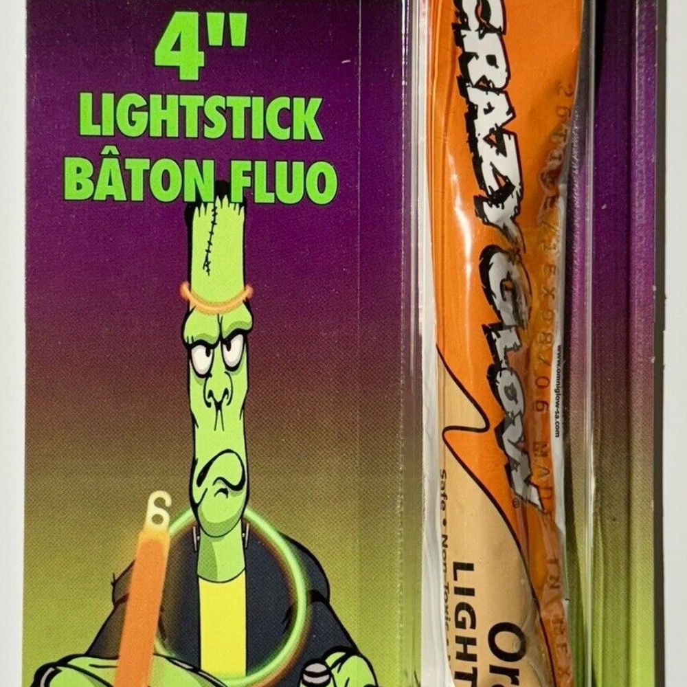 Vintage Orange Halloween Monster Glow Stick MOC NOS OmniGlow Frankenstein